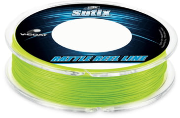 Image of Sufix Rattle Reel Metered V-Coat, 20 lb, Metered Every 50 yd 150 yd, Neon Lime, 613-220L