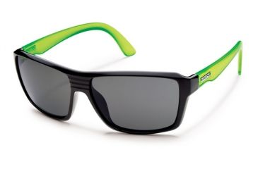 Image of Suncloud Polarized Optics Colfax (New) Sunglasses - Black / Green Temple Frame, Gray Polarized Polycarbonate Lenses S-CFPPGYGN