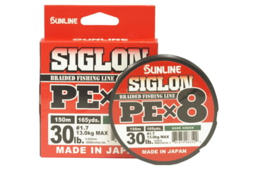 Image of Sunline Siglon PEx8 8-Strand Braided Line 30lb 165yd Dark Green Tight Weave Low Diameter, 63053456