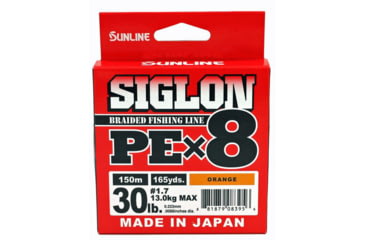 Image of Sunline Siglon PEx8 8-Strand Braided Line 30lb 165yd Orange Tight Weave Low Diameter, 63053496