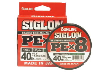 Image of Sunline Siglon PEx8 8-Strand Braided Line 40lb 165yd Dark Green Tight Weave Low Diameter, 63053460