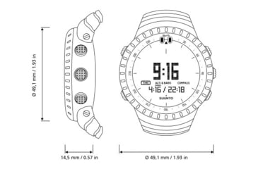 Image of Suunto Core Unisex Watch w/ Altimeter&amp;Compass, 49.5mm Case Diameter, Aluminum Bezel, Black Composite Strap, One Size, SS014279010