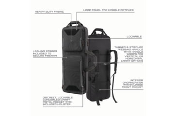 Image of Tac-Six 34in Lockable Cohort Vertical Tactical Gun Case, Backpack Straps &amp; Conceal Carry Pocket, Black, 10824