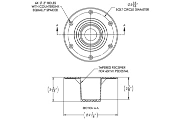 Image of TACO Marine Surface-Mount Pedestal Table Base For 2.375in Post 7.06in Base, Z10-4085BLY60MM