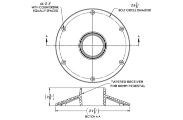 Image of TACO Marine Surface-Mount Pedestal Table Base For 2.375in Post 9.875in Base, Z10-4075BLY60MM