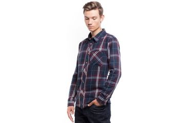 Image of Tentree Fergus Long Sleeve Flannel Button Up Shirt - Mens, Navy, Small, FA17-MWFER-BLU1-S