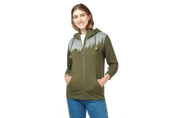 Image of Tentree Juniper Zip Hoodie - Womens, Olive Night Green Heather, L, TCW1760-0464-L