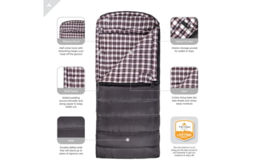 Image of TETON Sports Fahrenheit XXL 0 F Sleeping Bag, Left Zipper, Grey/Red, 2XL, 1060L