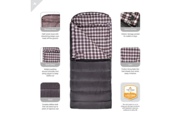 Image of TETON Sports Fahrenheit XXL -25 F Sleeping Bag, Grey/Red, 2XL, 1062L