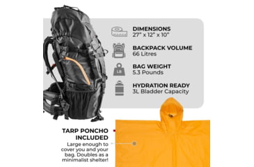 Image of TETON Sports Mountain Adventurer 4000 Backpack, Black, 66L, 1138