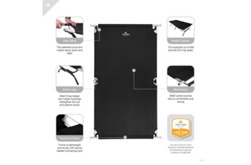 Image of TETON Sports Outfitter XXL Camp Cot with Pivot Arm, Black, 2XL, 120A