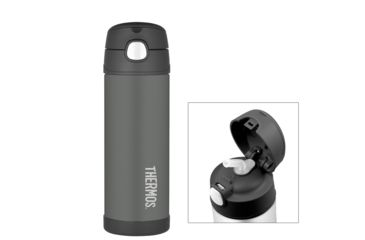 Image of Thermos FUNtainer Stainless Steel, Insulated Straw Bottle - Charcoal - 16 oz. 58265