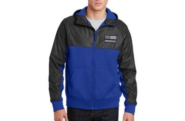 Image of Thin Blue Line Embroidered Coat, Blue - COAT-BLUE-BLACK-XXXL