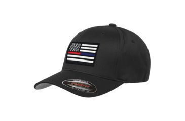 Image of Thin Blue Line Flexfit Dual American Flag Hat, Thin Red Line - FLEX-DUAL-BLACK-MEDIUM