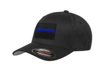 Image of Thin Blue Line Flexfit Hat - Black Background Flag, Thin Blue Line - FLEX-TBL-BBG-BLACK-XXL