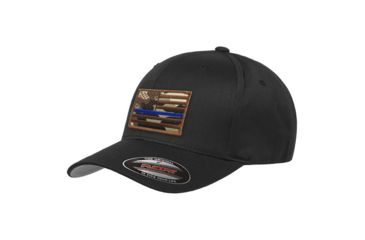 Image of Thin Blue Line Flexfit Hat - Camo American Flag, Thin Blue Line - FLEX-CAMO-AF-BLACK-LARGE