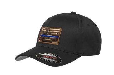 Image of Thin Blue Line Flexfit Hat - Camo American Flag, Thin Blue Line - FLEX-CAMO-AF-BLACK-XXL