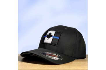 Image of Thin Blue Line Flexfit Hat - Canadian Flag, Thin Blue Line - FLEX-CAN-BLACK-LARGE