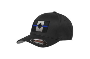 Image of Thin Blue Line Flexfit Hat - Canadian Flag, Thin Blue Line - FLEX-CAN-BLACK-LARGE