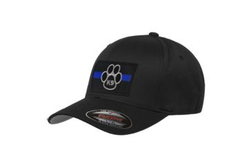 Image of Thin Blue Line Flexfit Hat, K9, Black, Velcro Removable Patch, Thin Blue Line - FLEX-K9-VELCRO-L