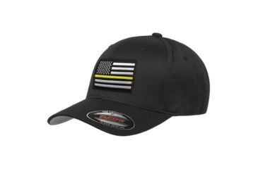 Image of Thin Blue Line Flexfit Hat - Thin Gold Line Flag - FLEX-TGL-BLACK-MEDIUM