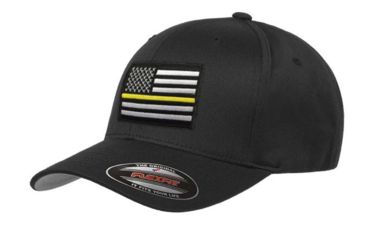 Image of Thin Blue Line Flexfit Hat - Thin Gold Line Flag - FLEX-TGL-BLACK-XXL
