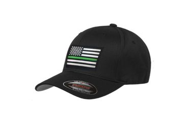 Image of Thin Blue Line Flexfit Hat - Thin Green Line Flag - FLEX-GREEN-BLACK-LARGE