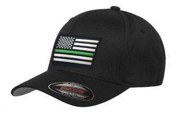 Image of Thin Blue Line Flexfit Hat - Thin Green Line Flag - FLEX-GREEN-BLACK-XXL