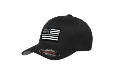 Image of Thin Blue Line Flexfit Hat - Thin Silver Line Flag - FLEXFIT-TSL-BLACK-XL