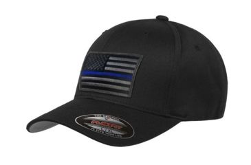 Image of Thin Blue Line Flexfit Subdued Hat, Thin Blue Line - FLEX-TBL-BLACK-SUBDUE-BLACK-LARGE