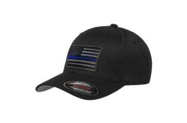 Image of Thin Blue Line Flexfit Subdued Hat, Thin Blue Line - FLEX-TBL-BLACK-SUBDUE-BLACK-MEDIUM