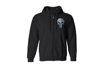 Image of Thin Blue Line Full Zip - Skull - Unisex - SKULL-ZIP-BLACK-LARGE