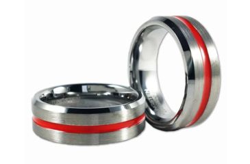Image of Thin Blue Line Men's Thin Red Line Ring, Tungsten - MEN-TRL-RING-TUNG-10