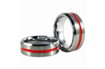 Image of Thin Blue Line Mens Thin Red Line Ring, Tungsten - MEN-TRL-RING-TUNG-9