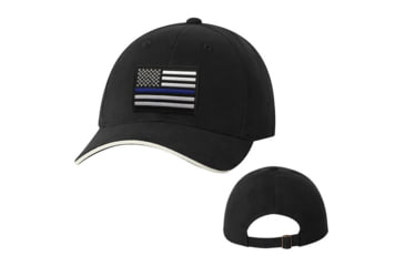 Image of Thin Blue Line Slide Buckle Hat - Flag, Black, Adjustable, Thin Blue Line - SLIDE-TBL-BLACK