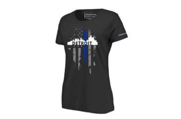 Image of Thin Blue Line Women's T-shirt, Detroit Large, - DETROIT-LRG-TBL-WOM-SHIRT-BLK-2XL