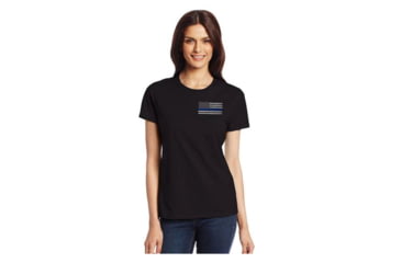 Image of Thin Blue Line Women's T-shirt - Flag, Thin Blue Line - WOM-CLASSIC-TBL-SMALL-LOGO-XXL