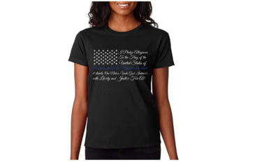 Image of Thin Blue Line Women's T-shirt - Pledge Of Allegiance Flag - WOM-TBL-POA-BLACK-XXL