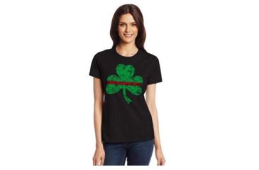 Image of Thin Blue Line Women's T-shirt, Shamrock, Thin Red Line - WOM-STPAT-TRL-TSHIRT-BLACK-2XL