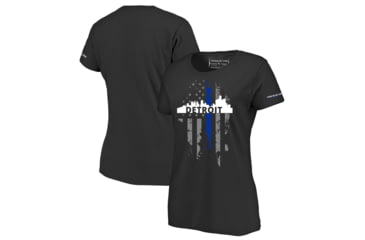 Image of Thin Blue Line Womens T-shirt, Detroit Large, - DETROIT-LRG-TBL-WOM-SHIRT-BLK-L