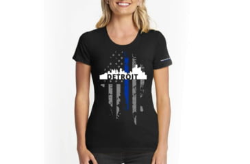 Image of Thin Blue Line Womens T-shirt, Detroit Large, - DETROIT-LRG-TBL-WOM-SHIRT-BLK-L
