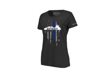 Image of Thin Blue Line Womens T-shirt, Detroit Large, - DETROIT-LRG-TBL-WOM-SHIRT-BLK-L