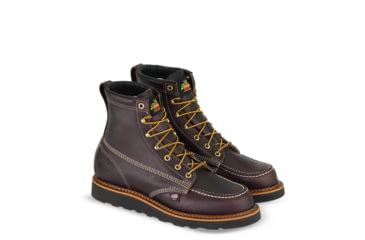 Image of Thorogood Mens American Heritage Wedges 6in Moc Toe Black Walnut Leather, Brown, 9.5/2E 814-4266-9.5-2E