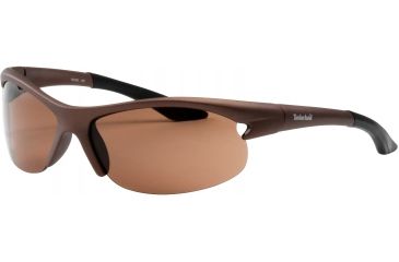 Image of Timberland TB7069 Sunglasses w/ Cutout Detail, Metallic Dark Brown Frame &amp; Solid Brown Lens TB70690048E