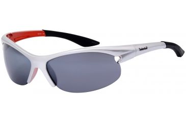 Image of Timberland TB7069 Sunglasses w/ Cutout Detail, Metallic Silver Frame &amp; Solid Grey Flash Mirror Lens TB70690010A