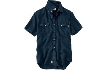 Image of Timberland Mill River Linen Cargo Short Sleeve Shirt - Men's-Dark Sapphire-Large