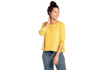 Image of Toad&amp;Co Maisey LS Swing Crew - Womens, Golden Hour Stripe, Small, T1241908-736-S