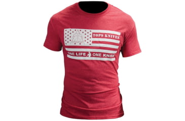 Image of TOPS Knives Flag Logo Cotton T-Shirt, Red, Large, TS-FLAGRED LARGE