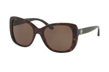 Image of Tory Burch TY7114 Sunglasses 137873-53 - Dark Tortoise Frame, Brown Solid Lenses
