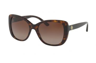 Image of Tory Burch TY7114 Sunglasses 1378T5-53 - Dark Tortoise Frame, Brown Gradient Polarized Lenses